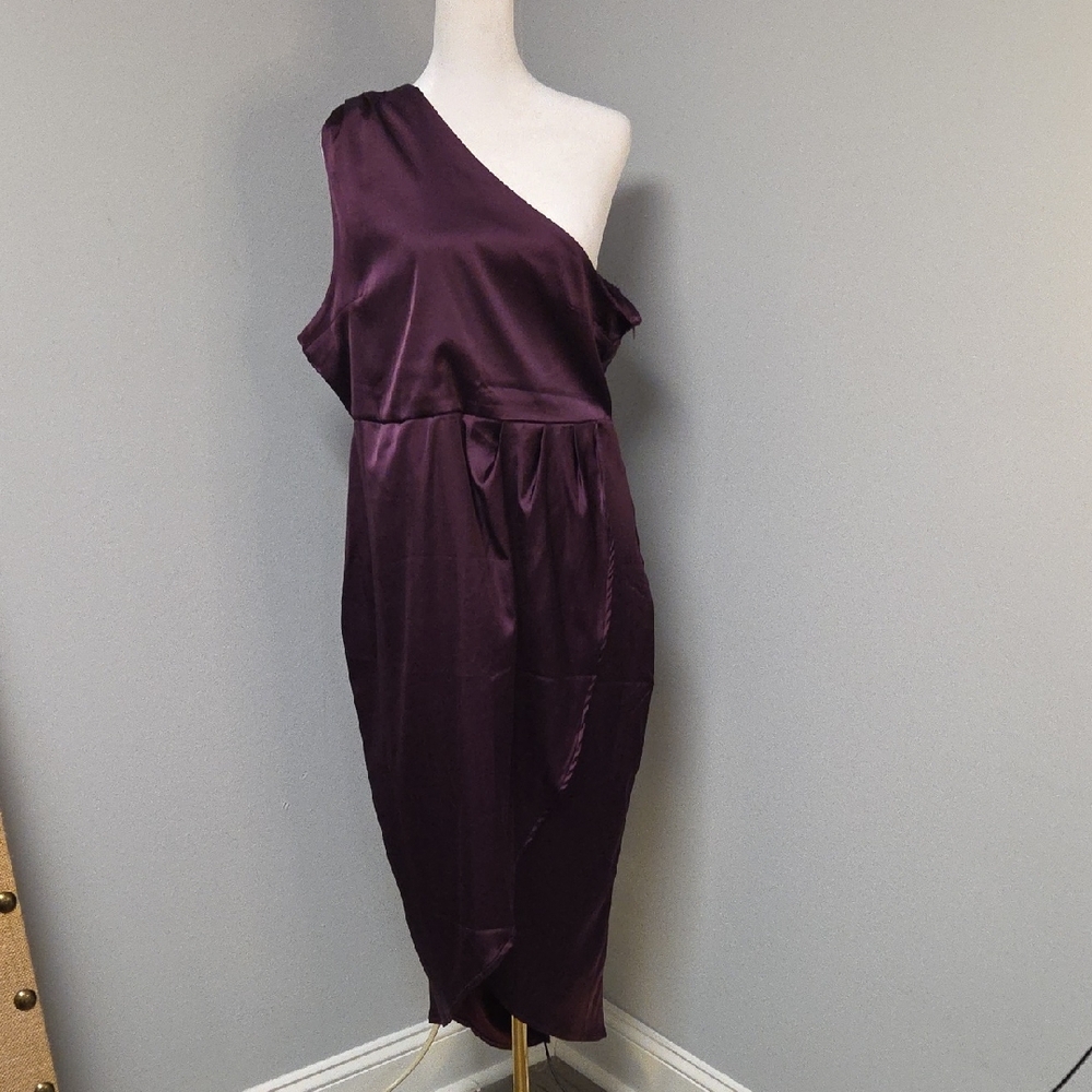 Purple Asymmetrical Ruched Cocktail Dress